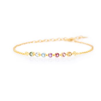 Pastel Rainbow Gemstone Bracelet In Sterling Silver And Gold, 2 of 11