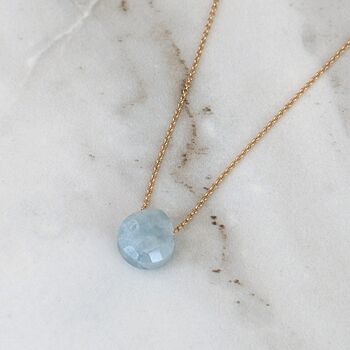 Aquamarine Teardrop March Birthstone Necklace, Gold, 2 of 6
