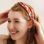 Twist Fabric Headband In Orange And White, thumbnail 1 of 4