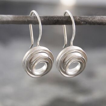 Spiral Ribbon Sterling Silver Hook Earrings, 2 of 6