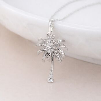 Personalised Sterling Silver Palm Tree Pendant Necklace, 3 of 9