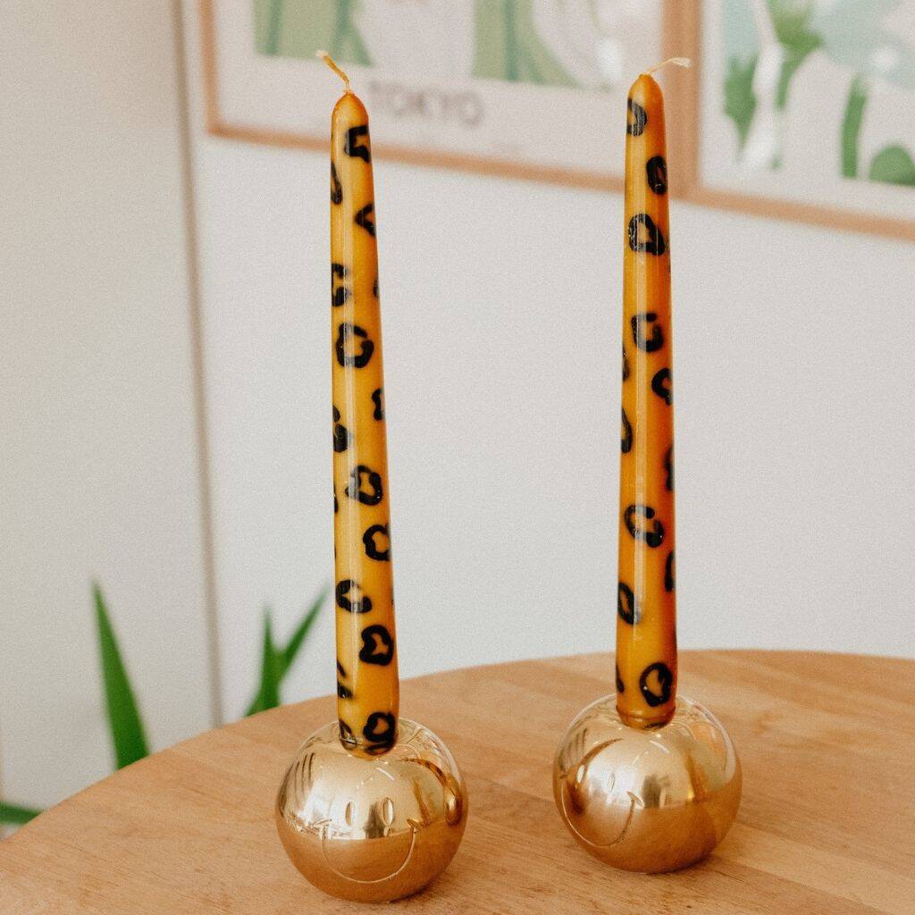 Leopard Print Pillar Candle Set Of Two By Ajouter Store