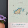 Framed And Personalised Guernsey Map Print, thumbnail 2 of 6
