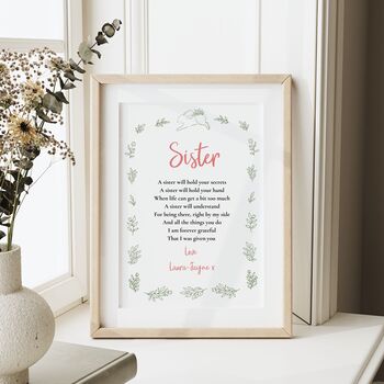 Personalised Sister Poem Gift – Birthday Or Christmas Print For A Big Or Little Sister, 4 of 7
