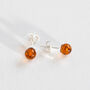 Sterling Silver Amber Stud Earrings, thumbnail 1 of 10