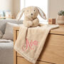 Personalised Beige Plush Bunny Baby Comforter Blanket, thumbnail 2 of 9