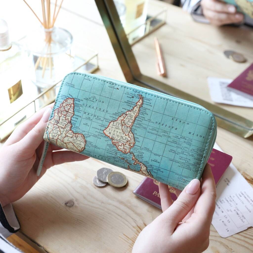 World Map Print Wallet By Lisa Angel