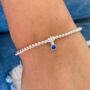 Sterling Silver September Birthstone Beaded Stretch Bracelet, thumbnail 1 of 5