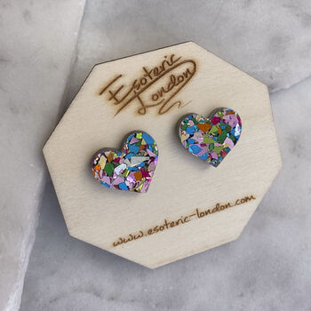 Colour Pop Confetti Heart Stud Earrings, 8 of 8