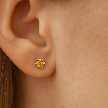 Sterling Silver Citrine Micro Stud Earrings, 2 of 5