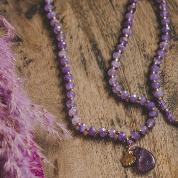 Long Length Amethyst Stone Necklace With Detail, 3 of 5