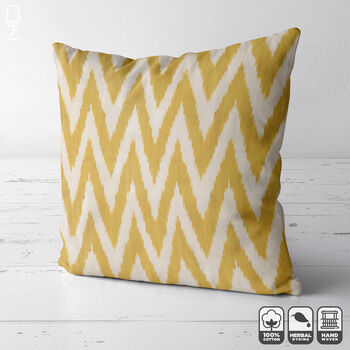 Yellow Zig Zag Hand Woven Ikat Cushion Cover, 4 of 7