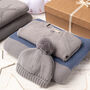 Luxury Baby Boys Grey And Storm Blue Knitted Gift Box, thumbnail 1 of 9