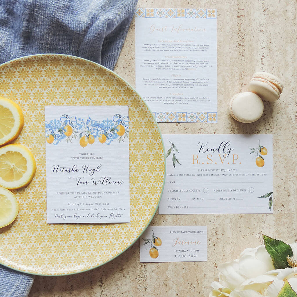 Essence Of Italy Lemons Wedding Invitations, 1 of 7