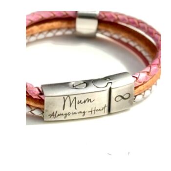 Personalised Pink Memorial Bracelet: Engraved Ashes Keepsake Urn Pendant For Remembrance, 7 of 11