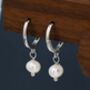 Dangle Pearl Huggie Hoops Earrings In Sterling Silver, thumbnail 8 of 11