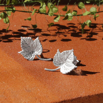 Sterling Silver Ivy Leaf Stud Earrings, 4 of 5