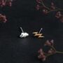 Sterling Silver Mismatched Lightning And Cloud Stud Earrings, thumbnail 4 of 8