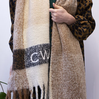 Personalised Chunky Knit Neutral Colour Blanket Scarf, 9 of 12