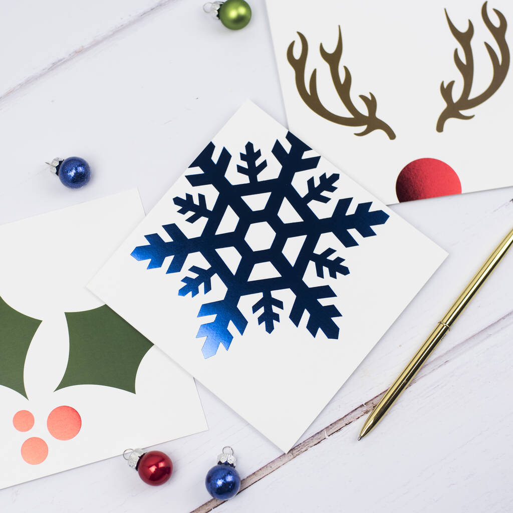 Pack Of Three Foil Christmas Cards By Purple Tree Designs