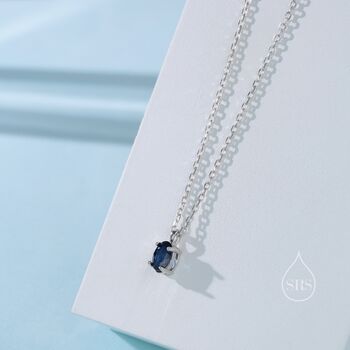 Very Tiny Genuine Sapphire Oval Pendant Necklace, 8 of 11