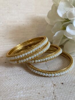 Indian Gold Plated Pearl Bangles Two.Eight, 2 of 3
