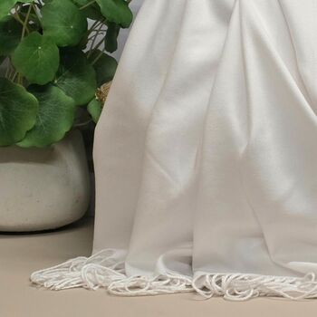 Super Soft Plain Pashmina Style Scarf In White, 3 of 3