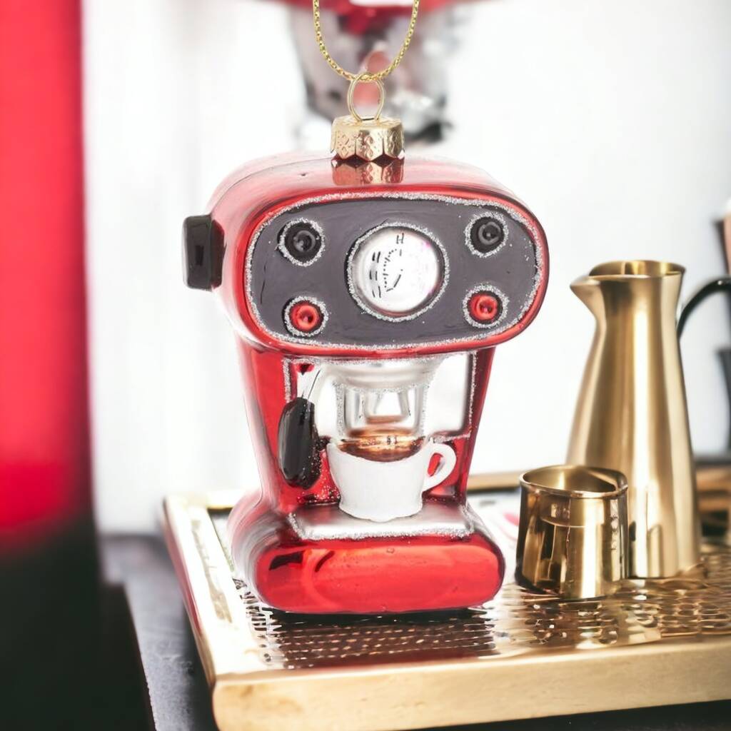 Glass Coffee Machine Christmas Bauble By Posh Totty Designs Interiors