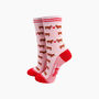 Highland Cow Hearts Bamboo Socks In Pink, thumbnail 1 of 4