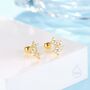 Sterling Silver Tiny Hydrangea Bouquet Cz Screw Back Earrings, thumbnail 7 of 12