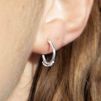 Sterling Silver Huggie Dots Earrings, 5 of 8