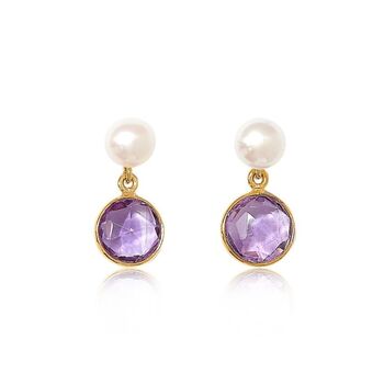 Nova Amethyst And Cultured Freshwater Pearl Drop Earrings, 2 of 3