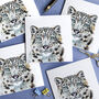 Inky Snow Leopard Blank Greeting Card, thumbnail 1 of 4