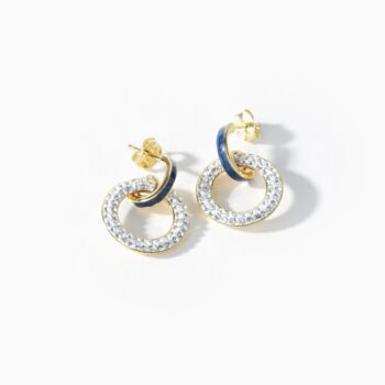 Evoke Gold Plated Crystal Enamel Stud Earrings, 2 of 7
