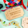 Personalised Musical Show Ticket Details Christmas Bauble, thumbnail 1 of 5