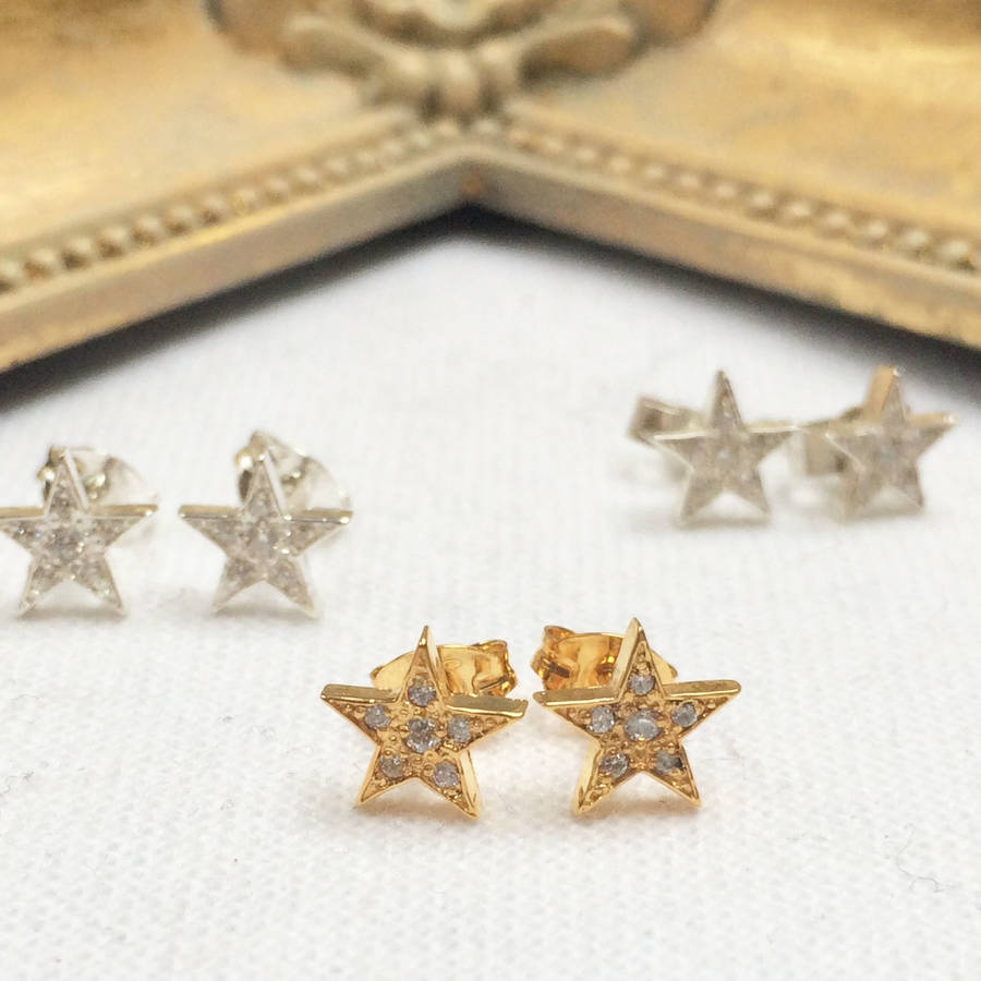 Star Stud Earrings In Silver And Gold, 1 of 3