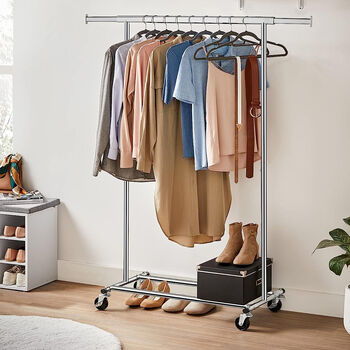 Extendable Clothes Rack On Wheels Shelf Clothes Rail, 2 of 11