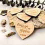 Save The Date Wooden Heart Token Fridge Magnet Invite, thumbnail 3 of 10