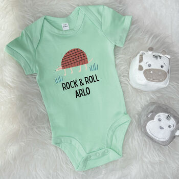 Personalised Armadillo Rock And Roll Babygrow, 5 of 8