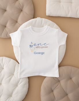 Personalised Children's Birthday T Shirt Silly Goose, 2 of 2