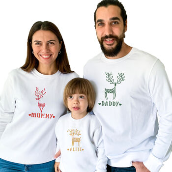 Personalised Reindeer Matching Family Christmas Jumper, 10 of 10