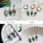 Moss Agate Threader Earrings Natural Crystal Earrings, thumbnail 3 of 11