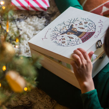 Personalised Reindeer Christmas Eve Wooden Box, 2 of 9