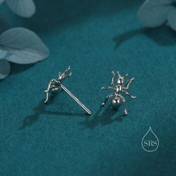 Ant Stud Earrings In Sterling Silver, 3 of 10