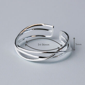 Sterling Silver Woven Band Adjustable Ring, 7 of 7
