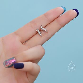 Sterling Silver Tiny Cockatoo Parrot Stud Earrings, 11 of 12