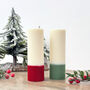 Two Tone Ombre Christmas Pillar Candle Christmas Decor, thumbnail 1 of 10