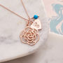 Rose Necklace In Rose Gold Vermeil With Monogram Charm, thumbnail 2 of 5