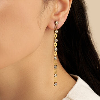 Long Swarovski Crystal Drop Linear Earrings, 2 of 2