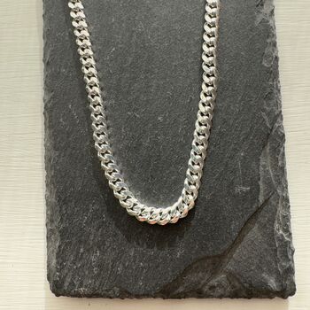 Men's Sterling Silver Chunky Flat Curb Chain, 10 of 12